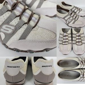 Skechers Womens Point Blank Bikers Sneaker Off White US 9